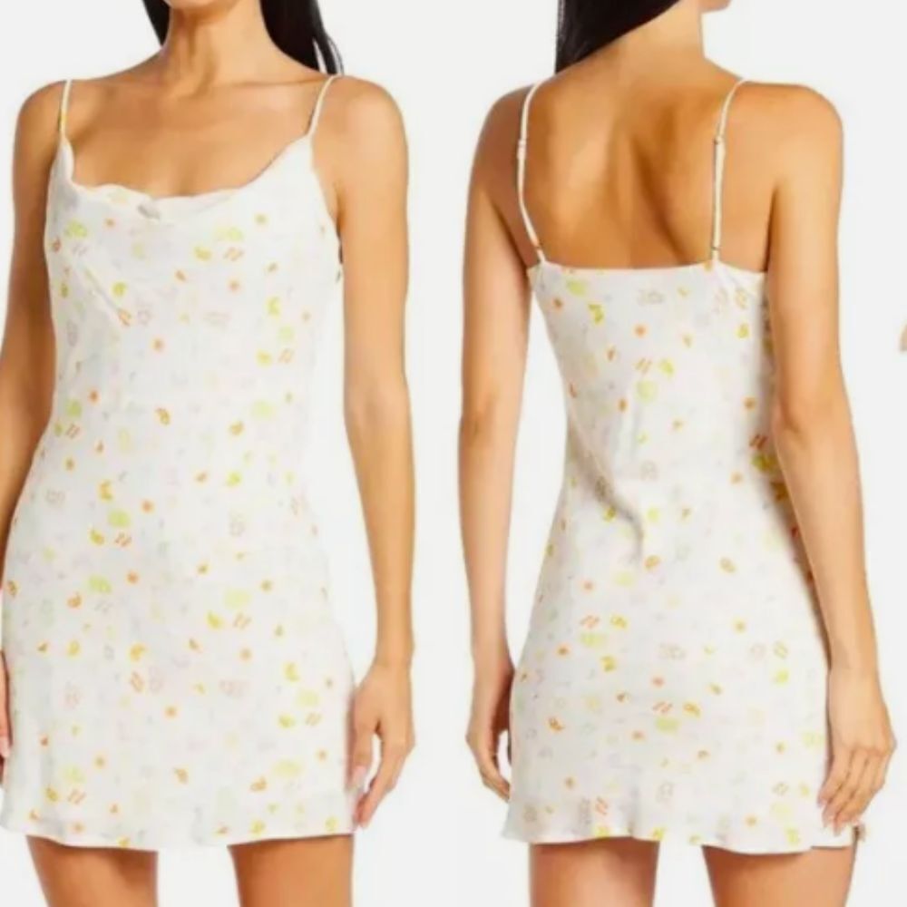 Elodie Women's Floral Print Cowl Neck Midi Slip Dress Size M Spaghetti Strap NWT